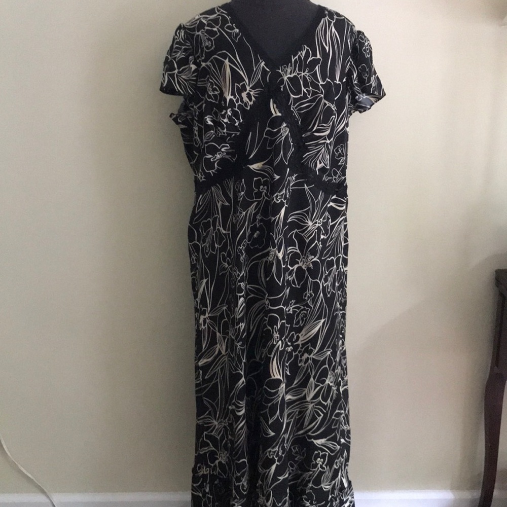 Black silk floral dress